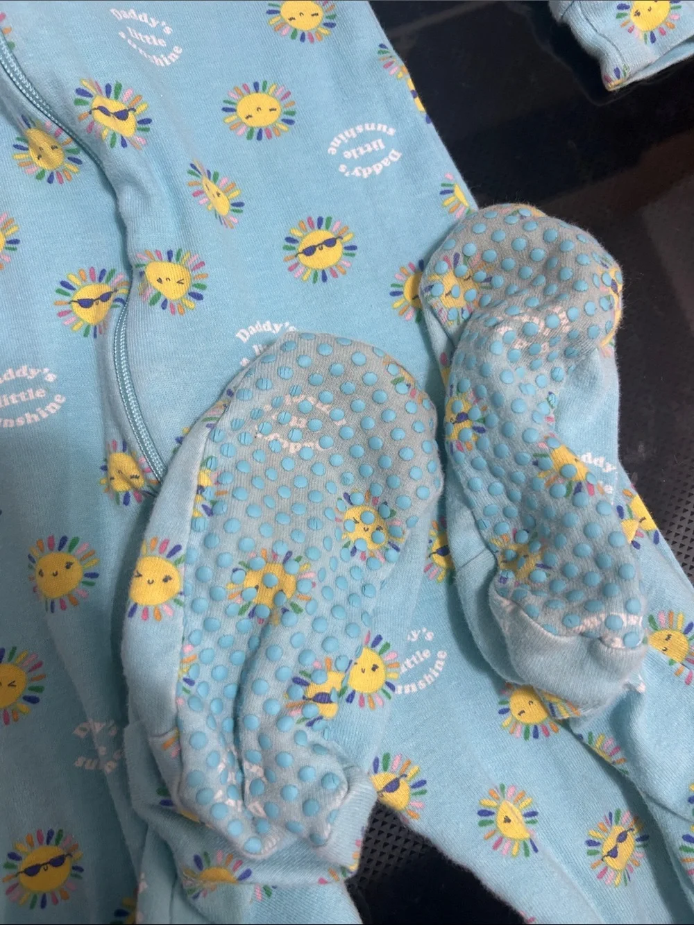 Girls 5T zipper one piece grip footie pajamas cotton daddy’s sunshine sun